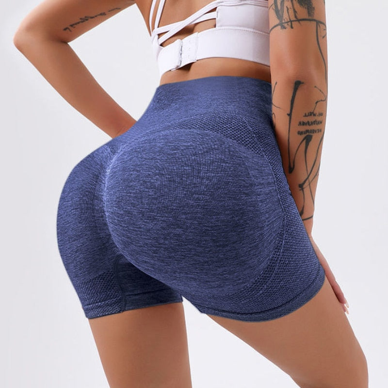 Women Sexy Booty Push Up Sport Shorts BLUE