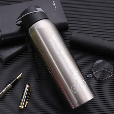 Sports Thermos Bottle Silver