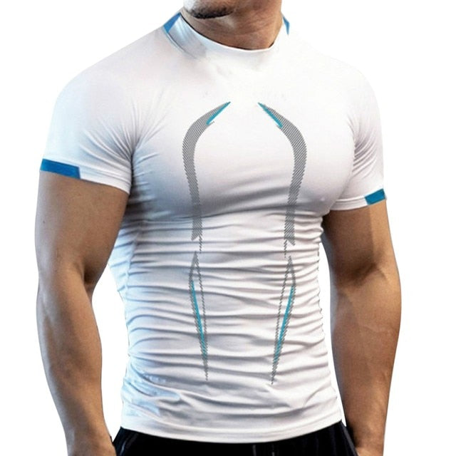 Men Quick Dry Fitness Gym T Shirt White