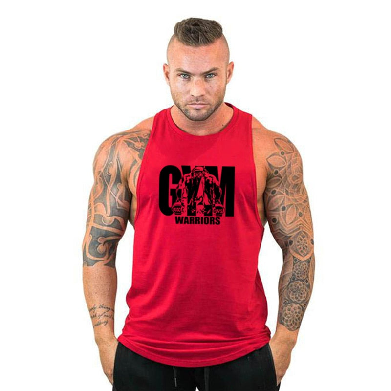 Mens Bodybuilding Hooded Tank Top red64