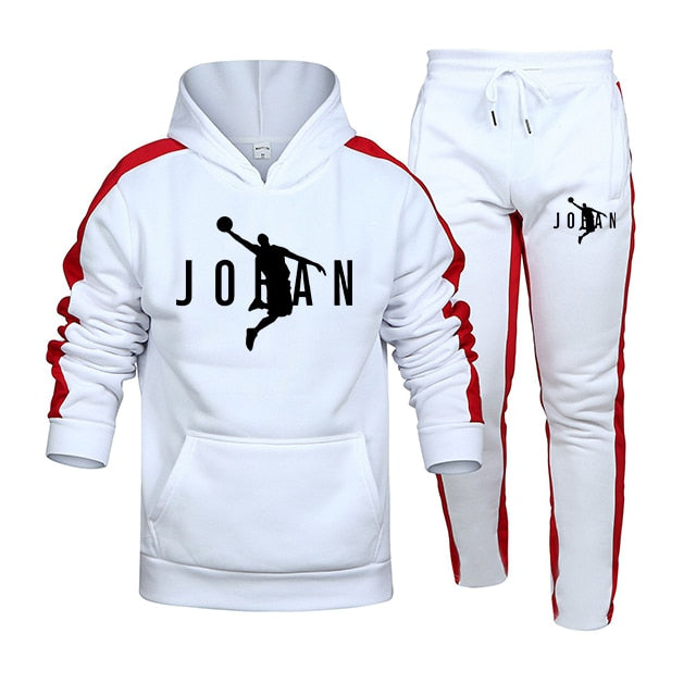 Men Sportswear Hoodie Sets white