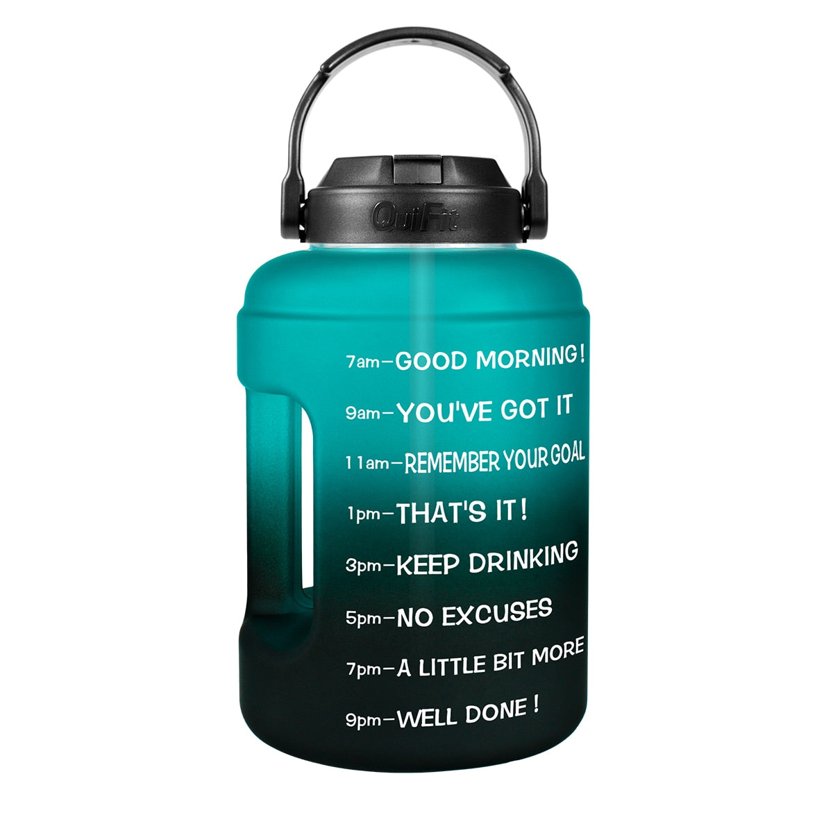 Wide Mouth Gallon Motivational Water Bottle GreenD-Black