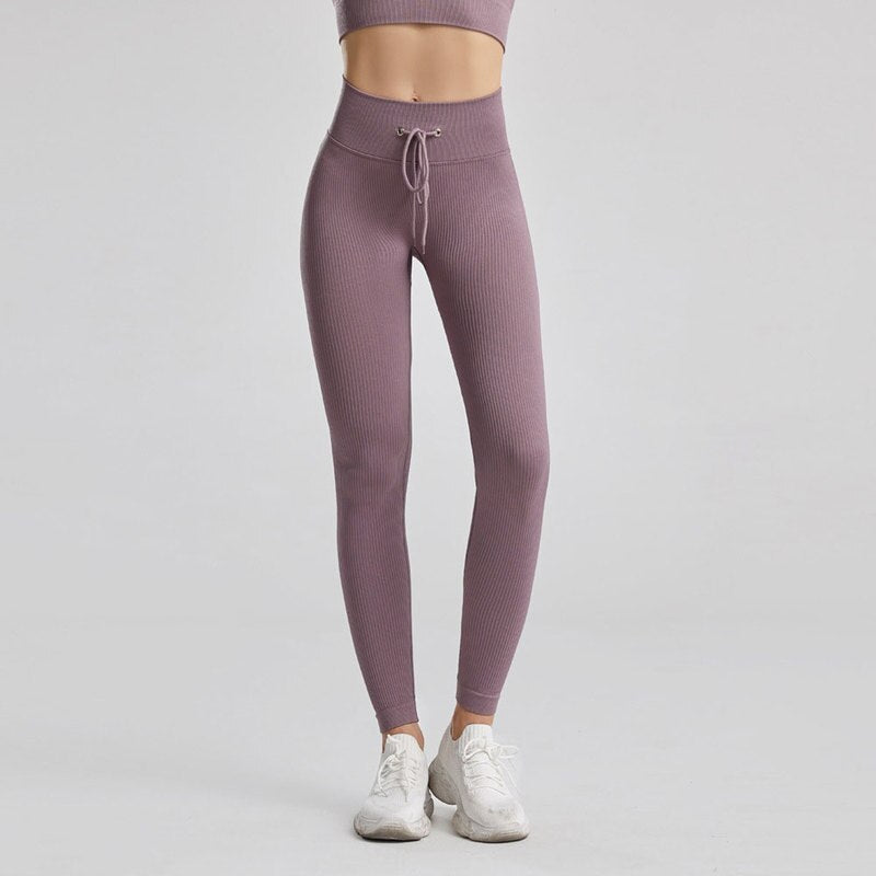 Women Seamless Push Up Ribbed Pants