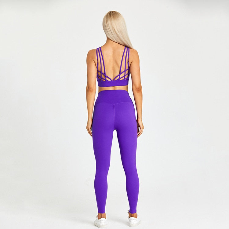 Cute Active Wear Gym Yoga Set Medium Purple