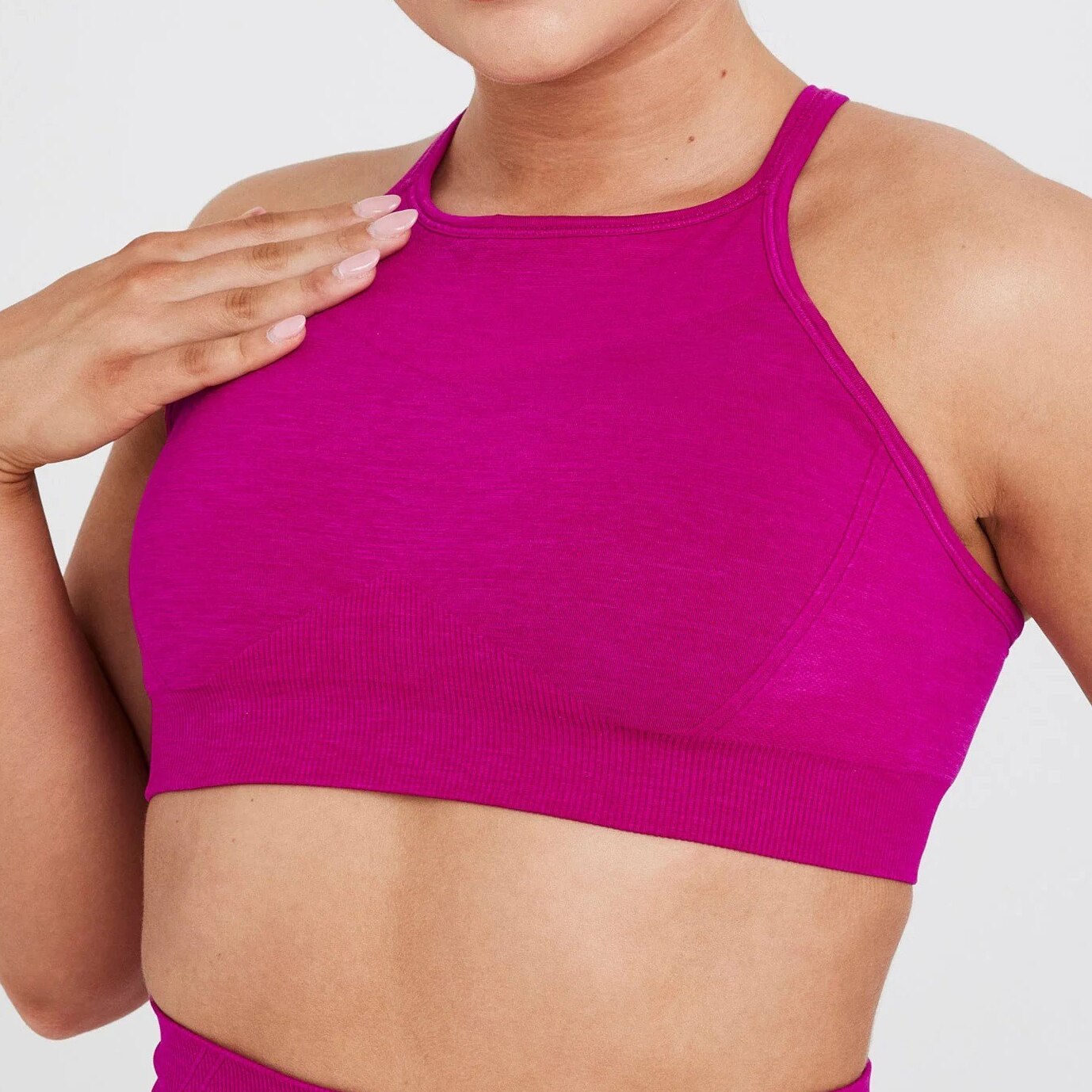 Women Seamless Oner Active Sports Bra High neck Fuchsia