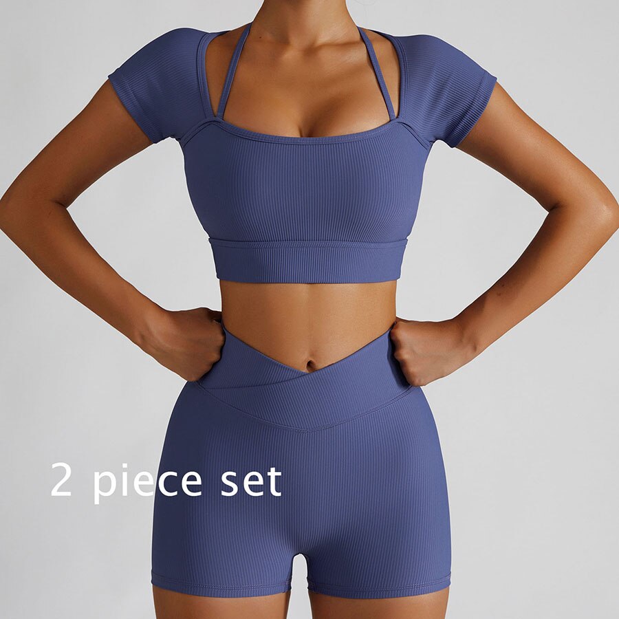 Women 2 Piece Gym Long Sleeve Jacket purpl 2-piece set 3