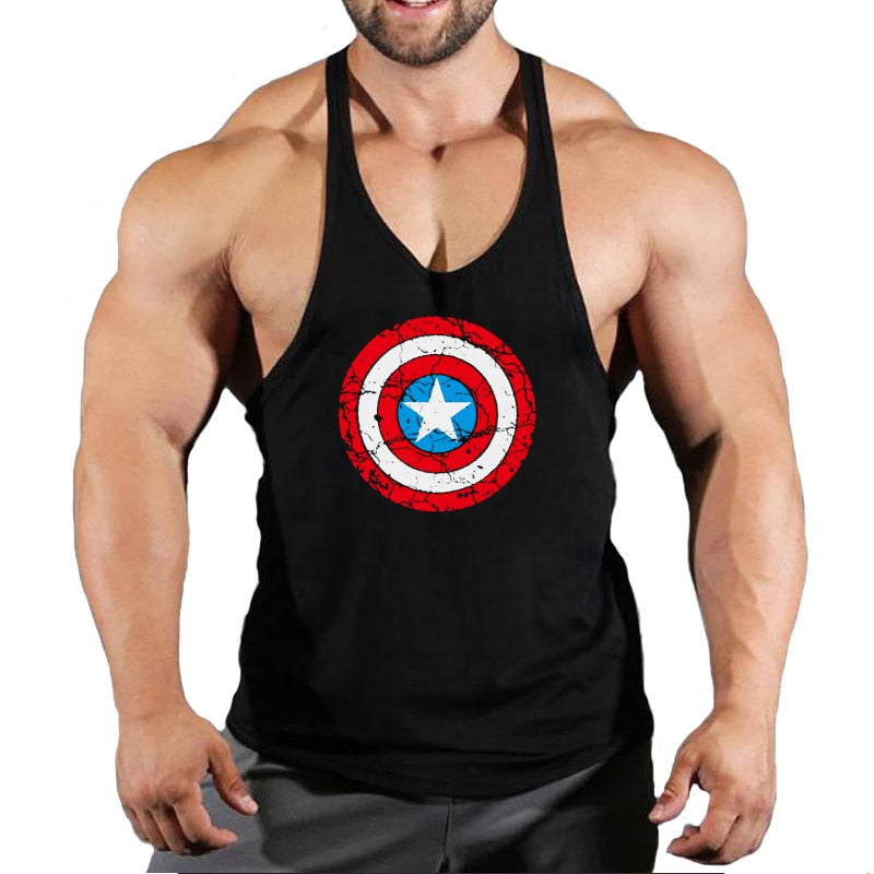 Men Sleeveless Cotton Gym Tank Tops Captain America 1