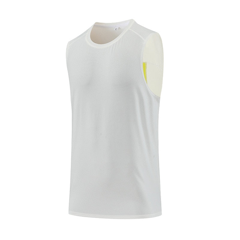 Mens Gym Running Tank Tops CN White