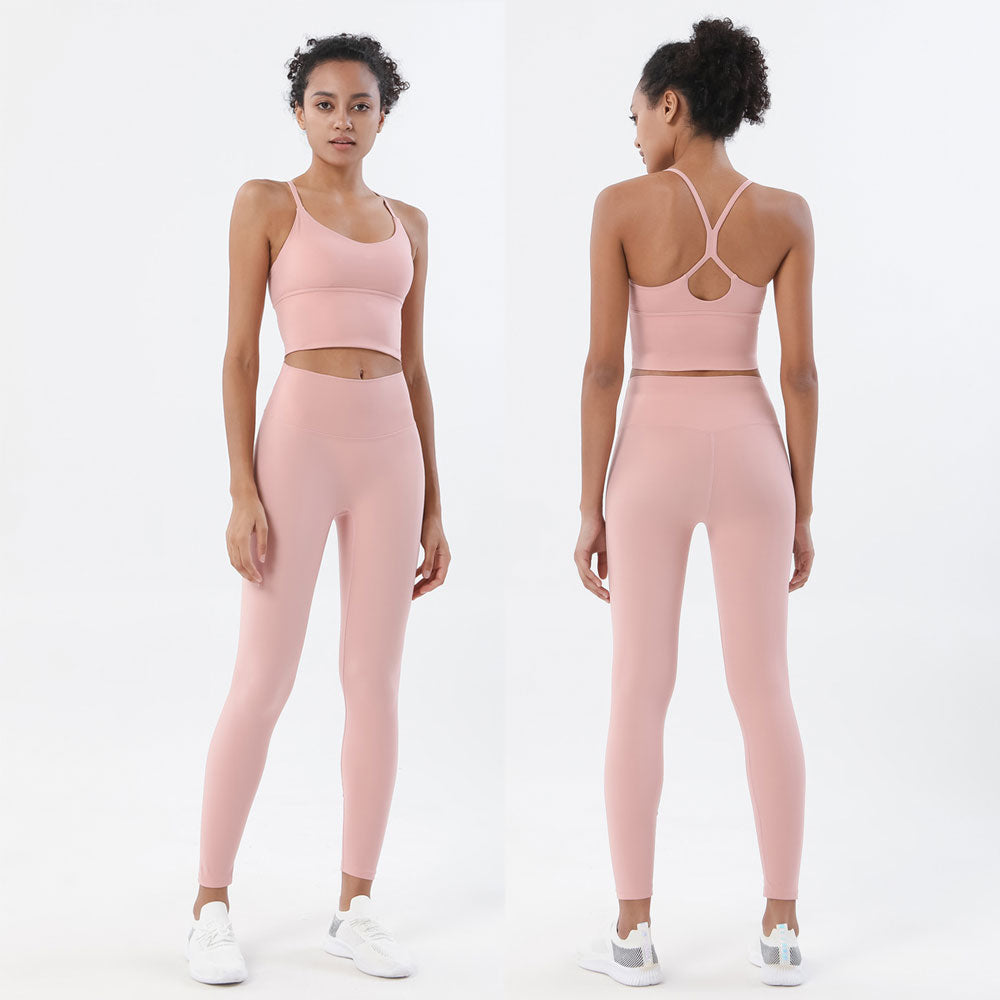 Sports Bra and Leggings Two Piece Sets Pink