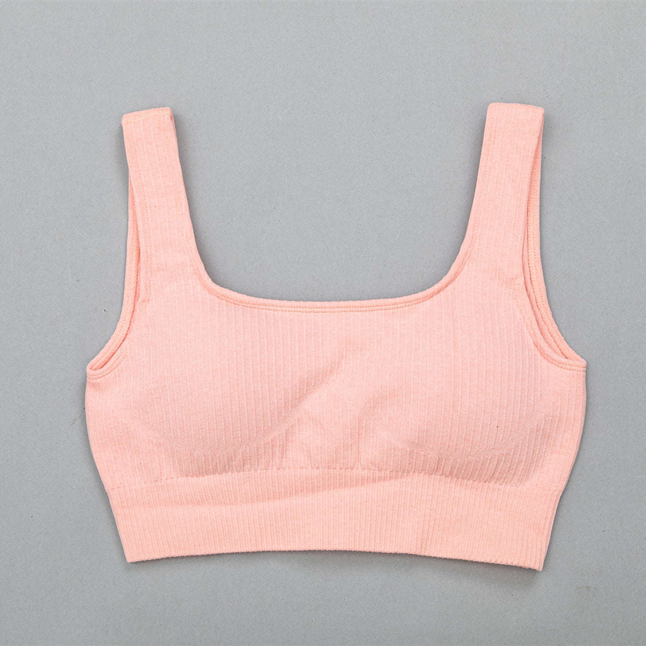 Women Long Sleeve Crop Top Yoga Suit orange pink bra