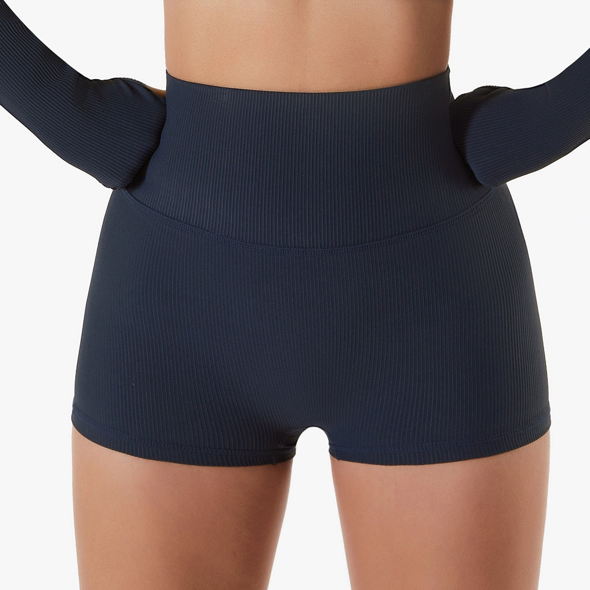 Seamless Women Yoga Sets Badgeblue shorts 1pc