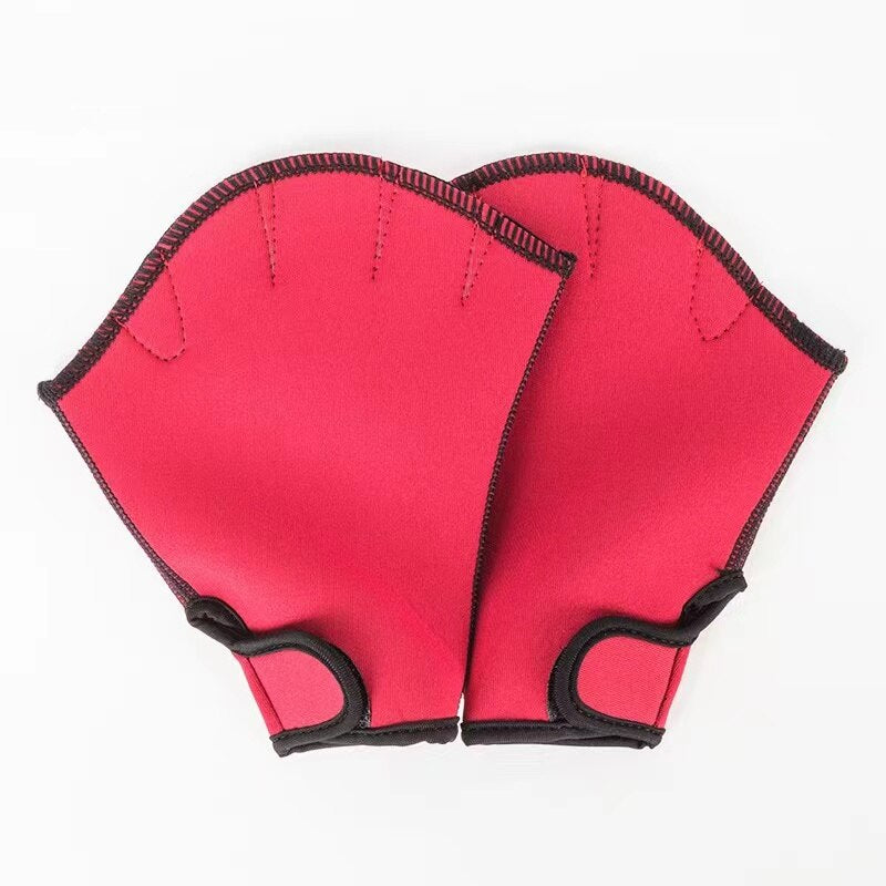 1 Pair Swimming Gloves red