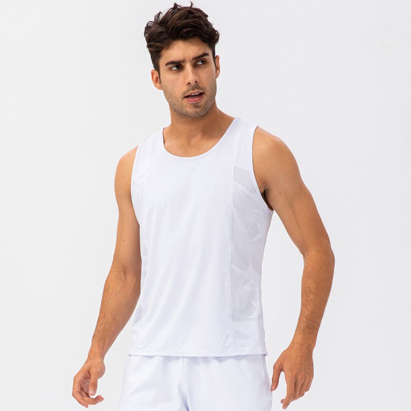 Men Gym Quick-drying Sleeveless T-shirt White