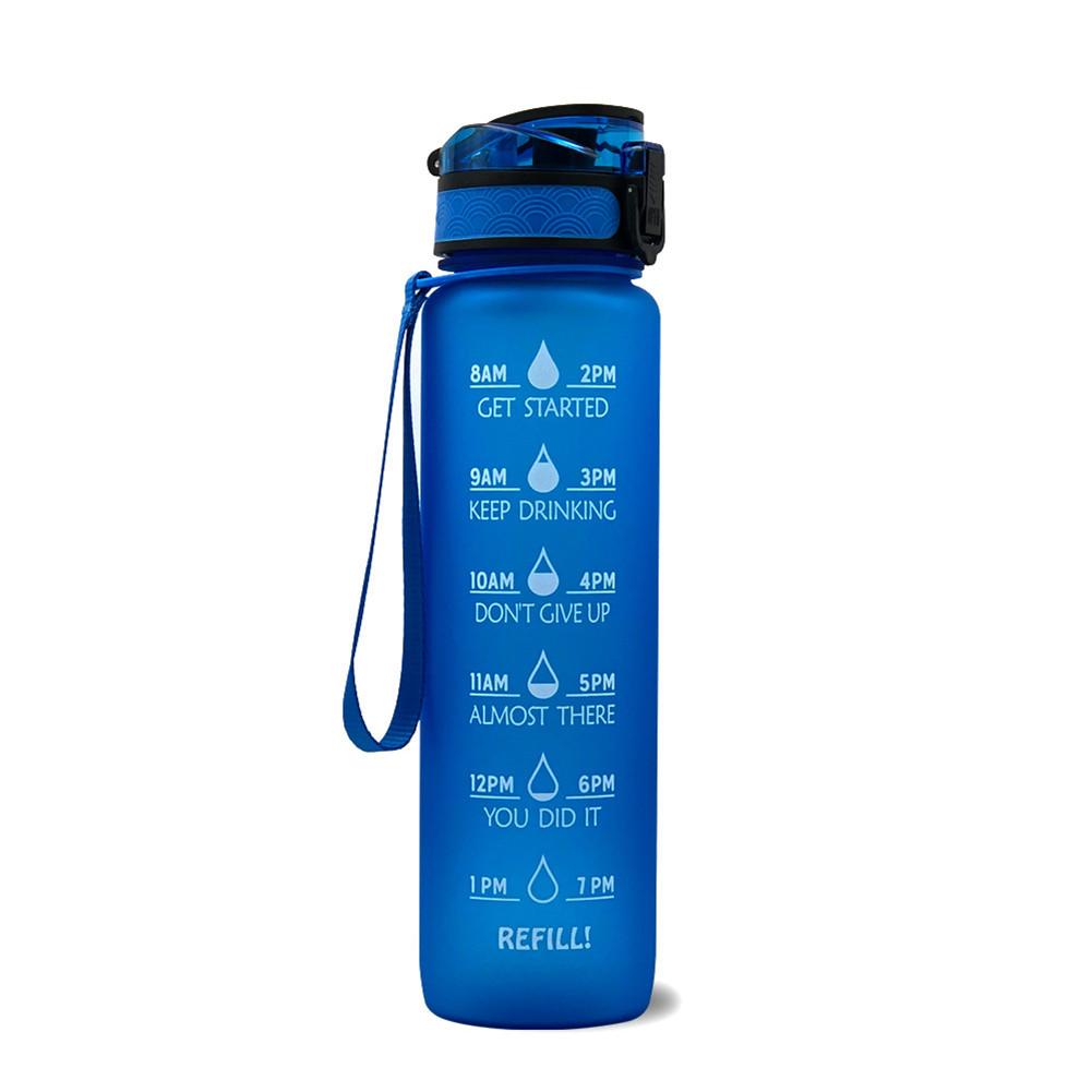 1L Sports Water Bottle with Straw Blue