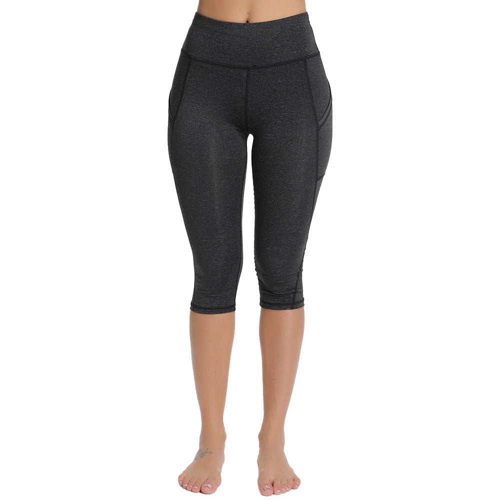 Women 3/4 Yoga Calf-length Pants 01Capri Dark gray