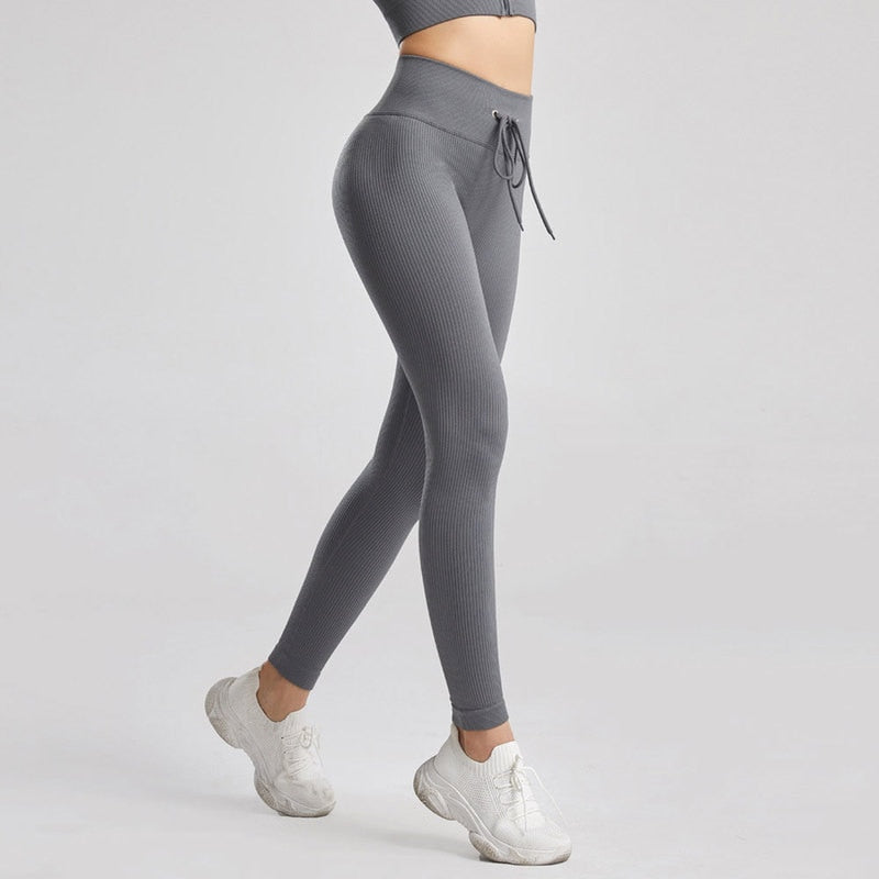 Women Seamless Push Up Ribbed Pants