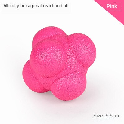 Fitness Silicon Rubber Hexagonal Reaction Ball 5.5cm Rose red