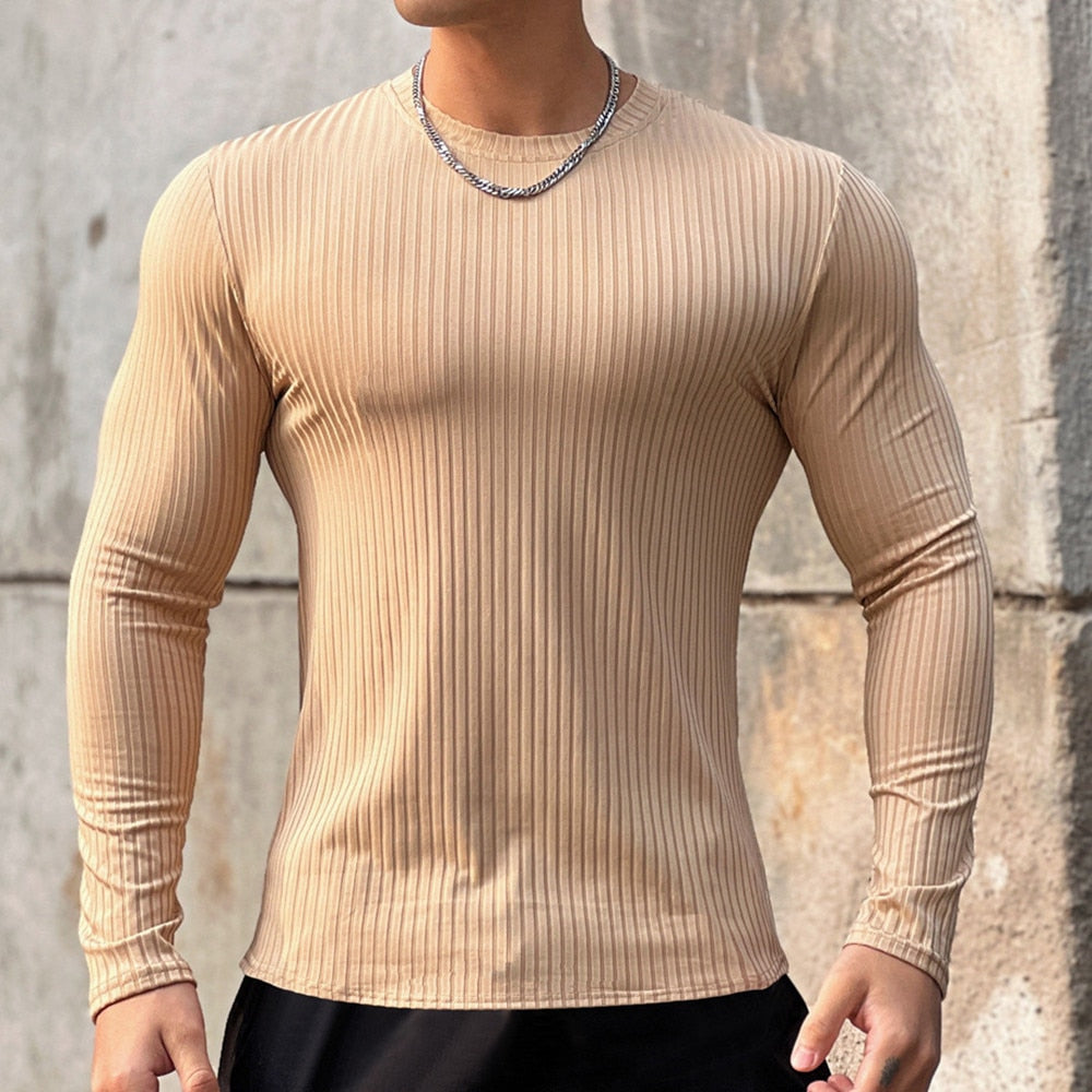 Men Quick Dry Gym Fitness T-shirt Khaki