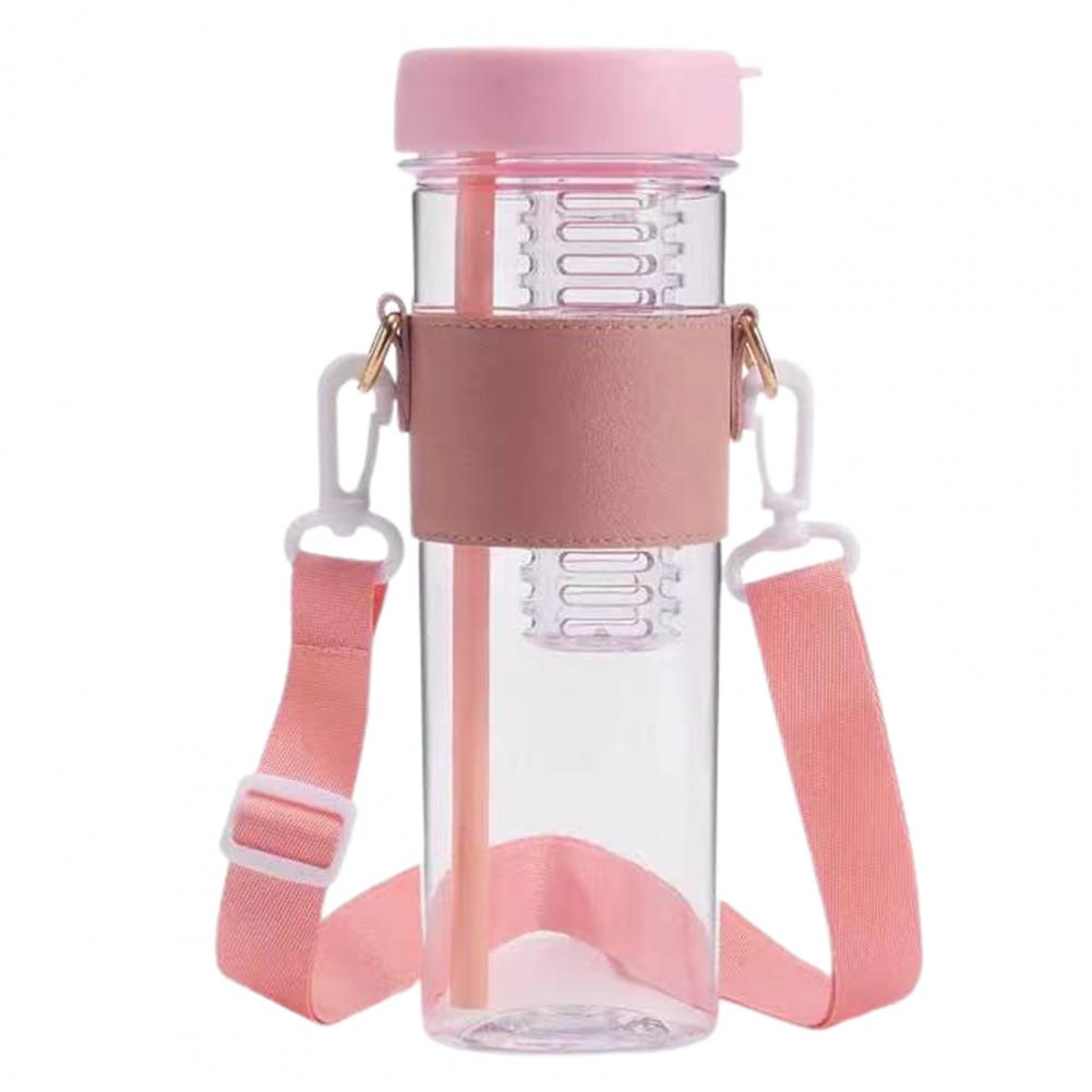 Folding Straw 850ml Water Bottle Pink