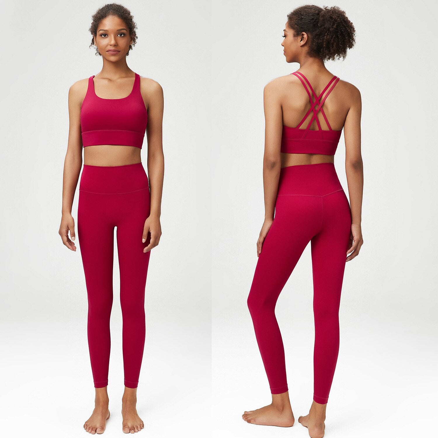 Seamless Women Yoga Sports Suits red