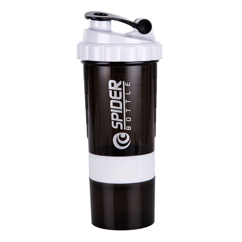 Body-Building 3 Layers Shaker Protein Bottle white