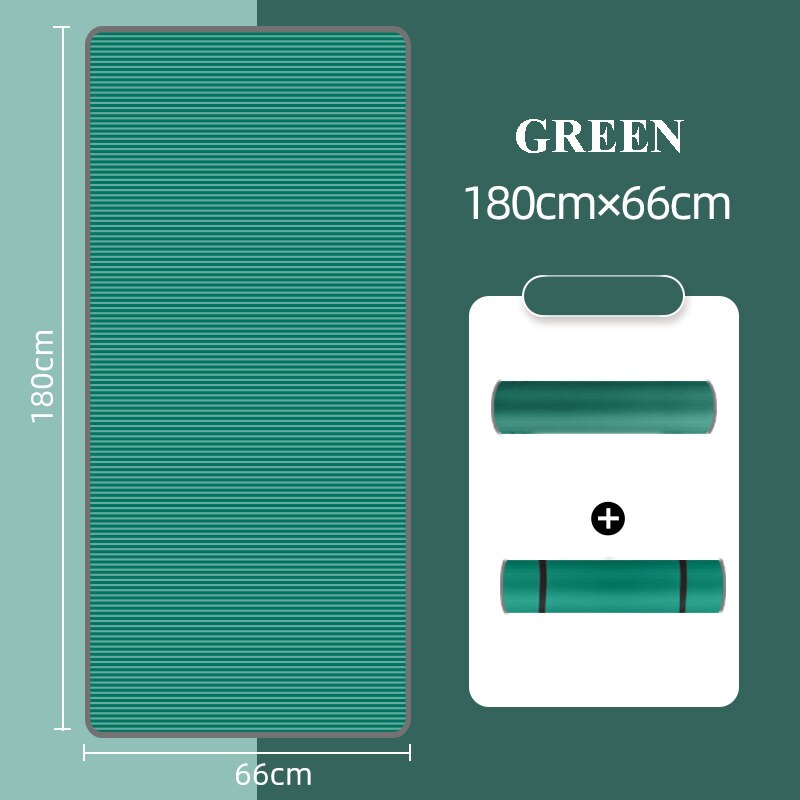 Non-Slip Yoga Pilates Mat 185x66cm Green