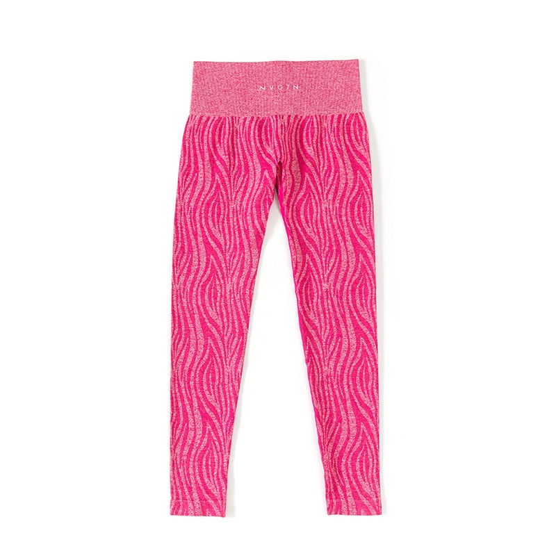 Women Zebra Pattern Seamless Leggings Pants Zebra Pastel pink