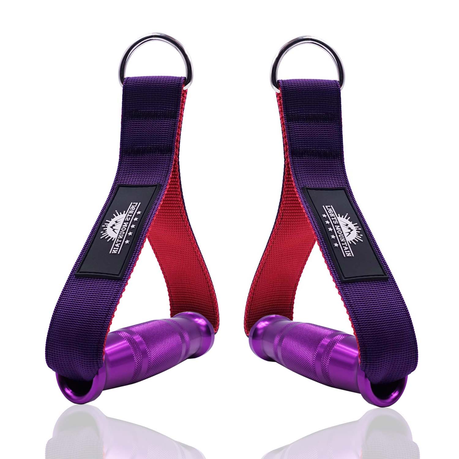 Heavy Duty Metal Gym Handles purple red strap