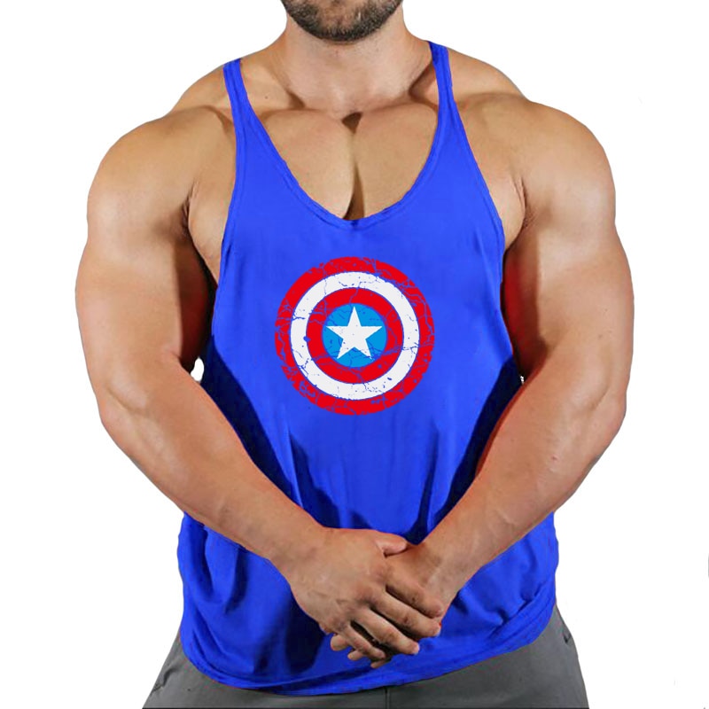 Men Sleeveless Cotton Gym Tank Tops Captain America 4