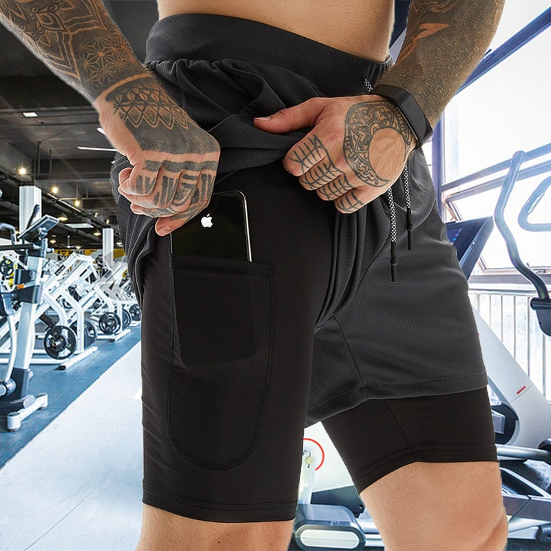 Men Double-deck Running Shorts