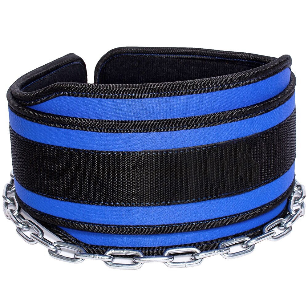 Dip Pull up Gym Lifting Chain Belt Blue-With Chain