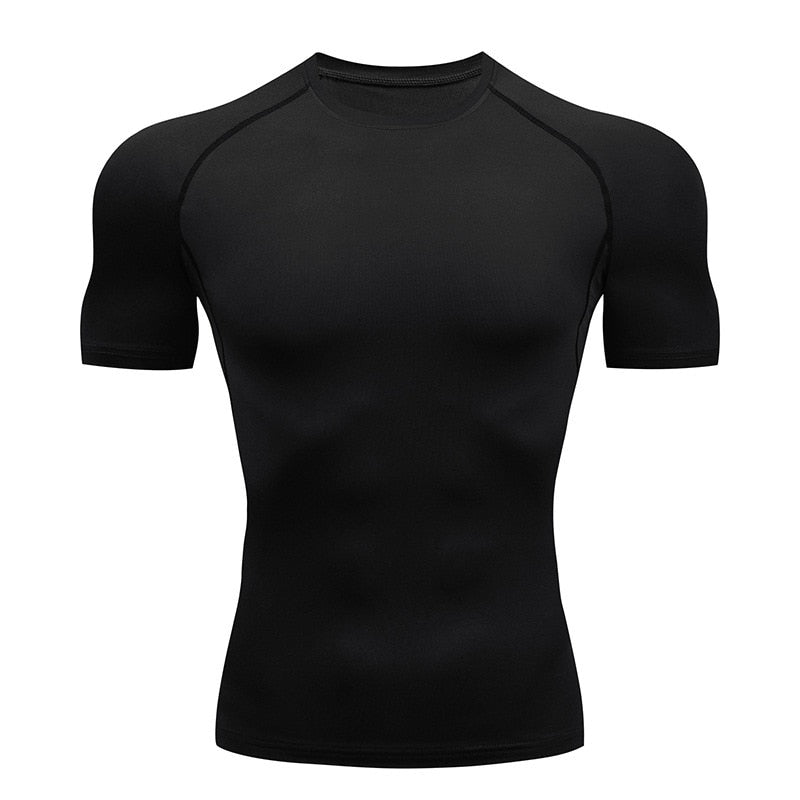 Gym Compression Dry Fit Fitness T-shirt Black short sleeve