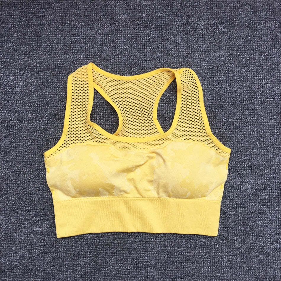 Women Gym Workout Suits yellow bra