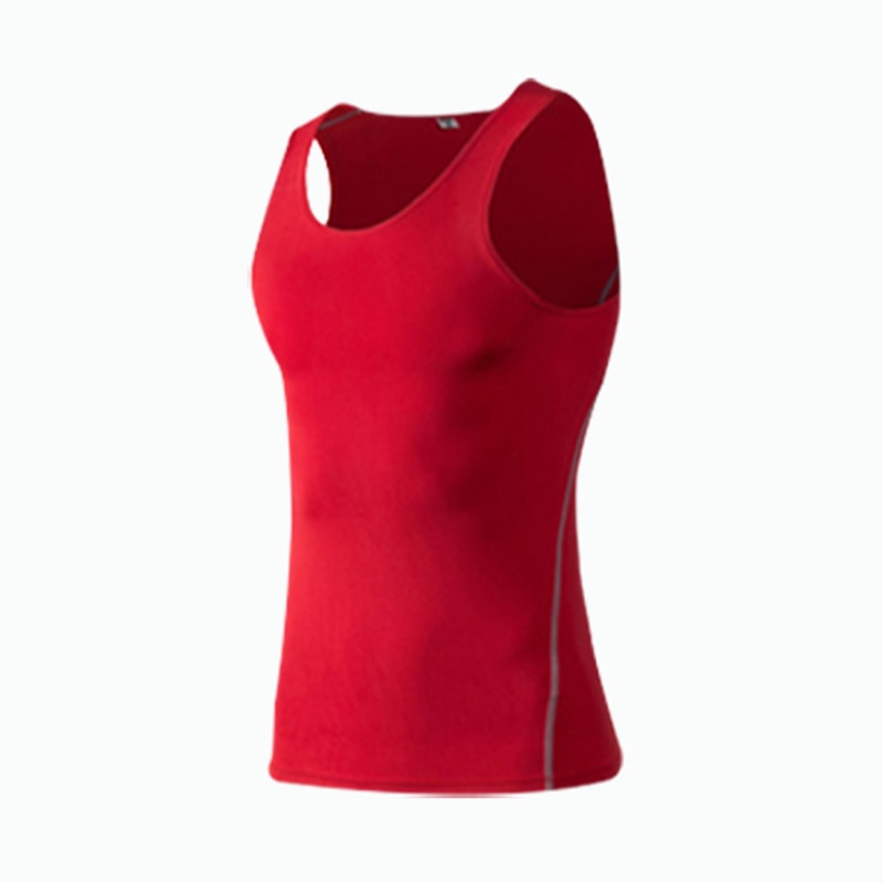 Men Sport Fitness Tees Vest Red