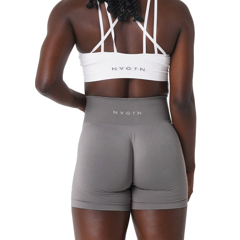 Women Solid Spandex Seamless Shorts Dark grey