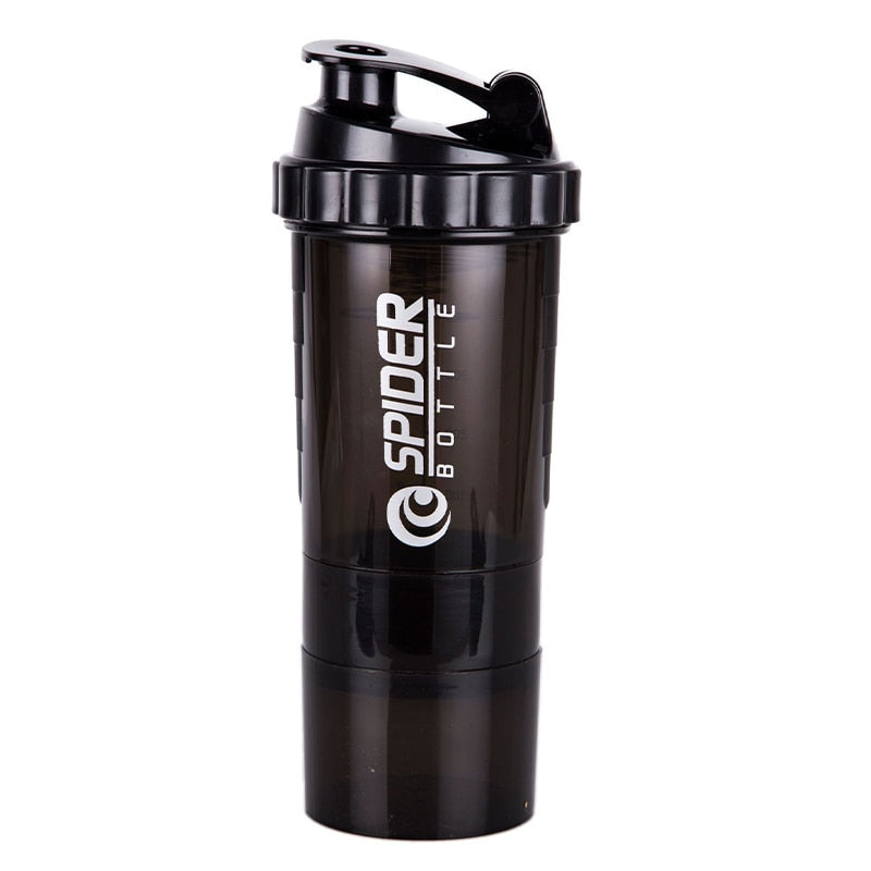 Body-Building 3 Layers Shaker Protein Bottle black