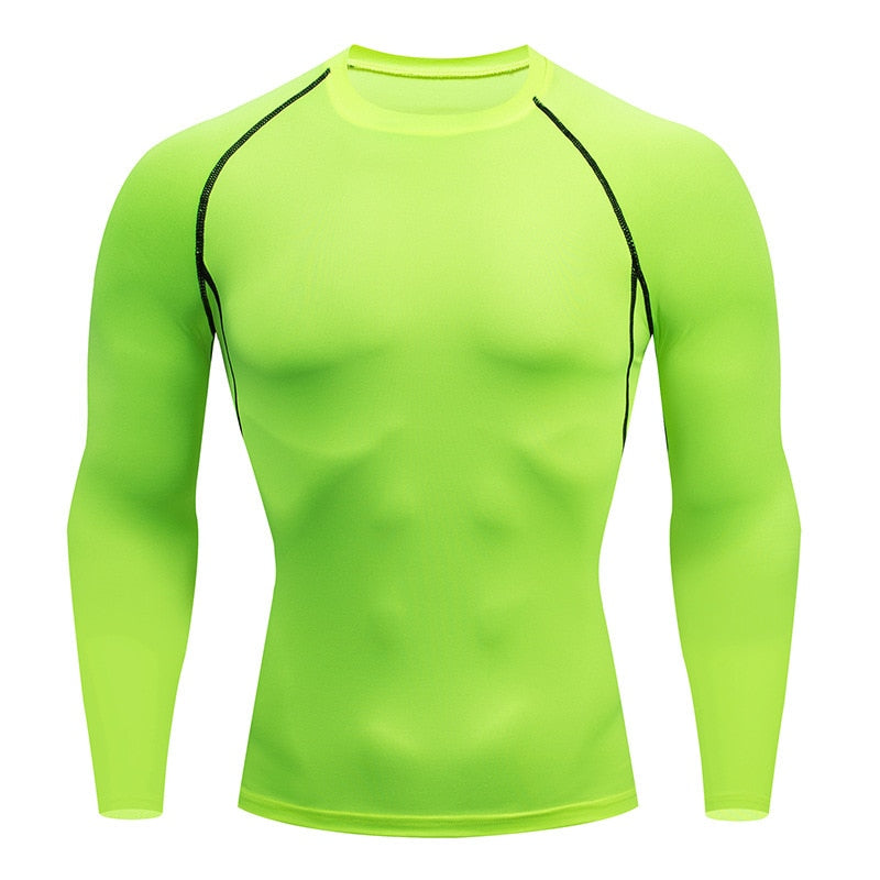 Gym Compression Dry Fit Fitness T-shirt Green long sleeve