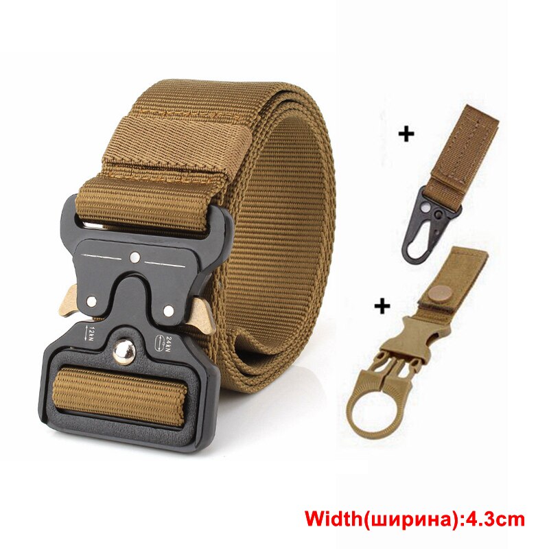 Men Sports Military Army Tactical Belts 4.3cm K Belt 2 Hook