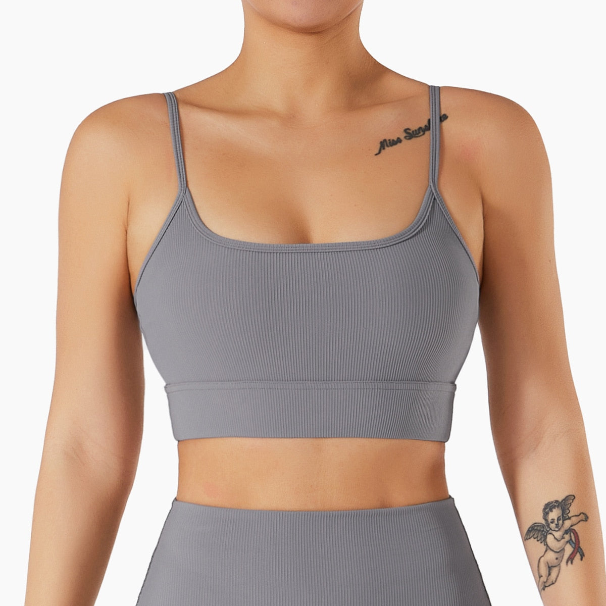 Seamless Women Yoga Sets Grey Bra B 1pc