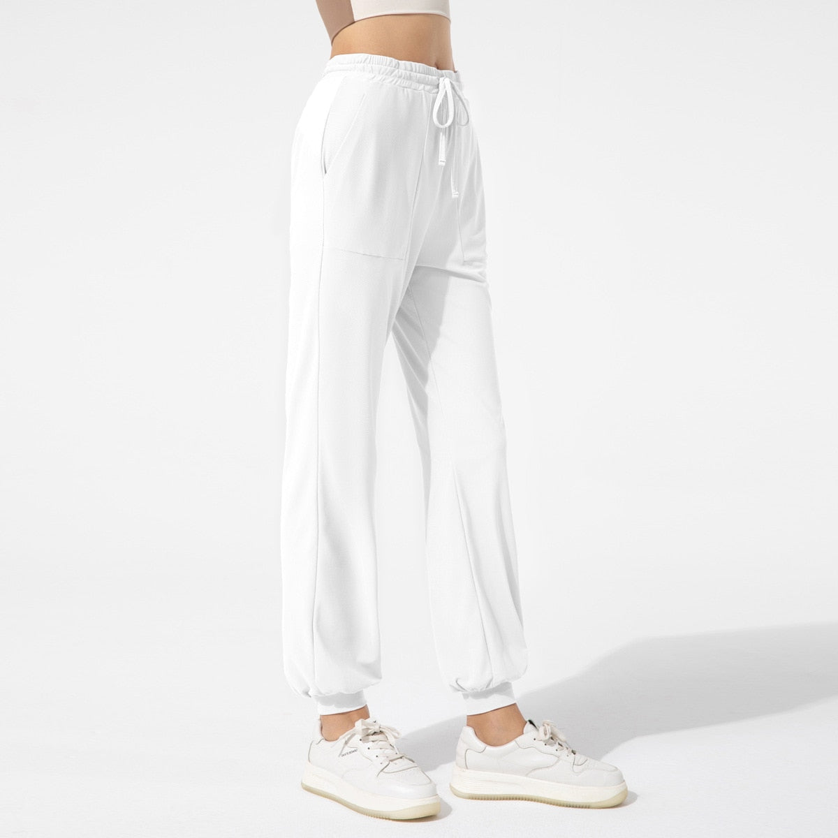 Women Loose Gym Quick Dry Trousers White