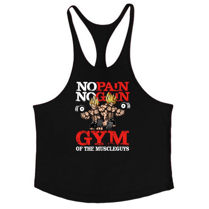 Men Bodybuilding Stringer Tank Tops Black