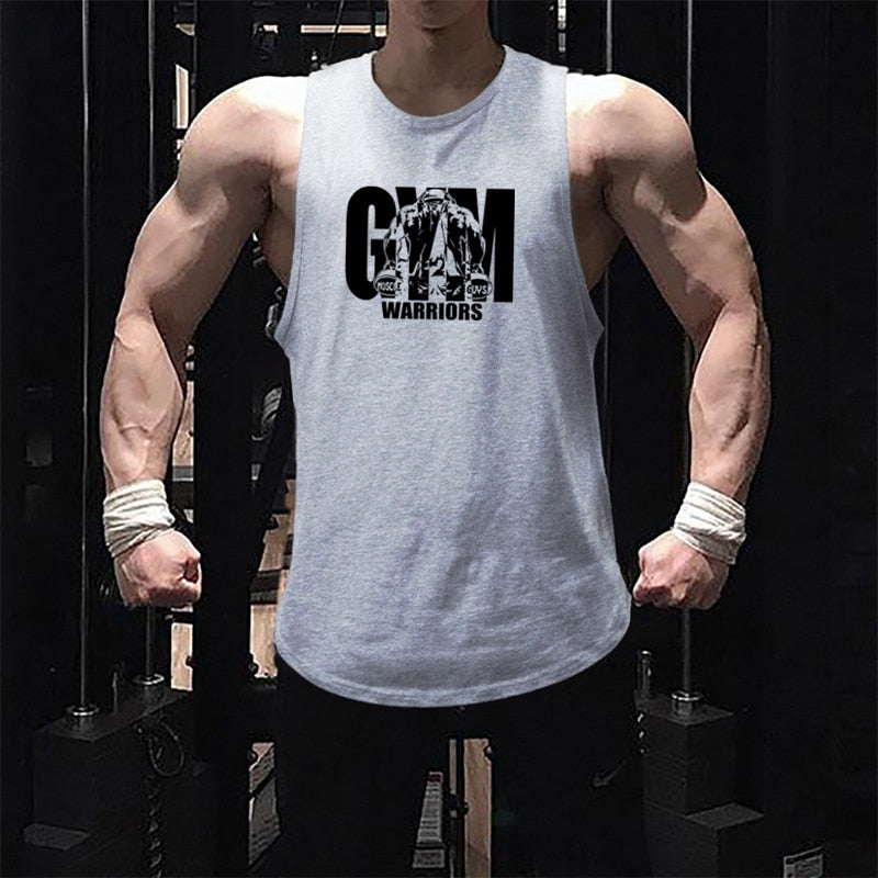 Mens Cotton Workout Gym Tank Top Gray4