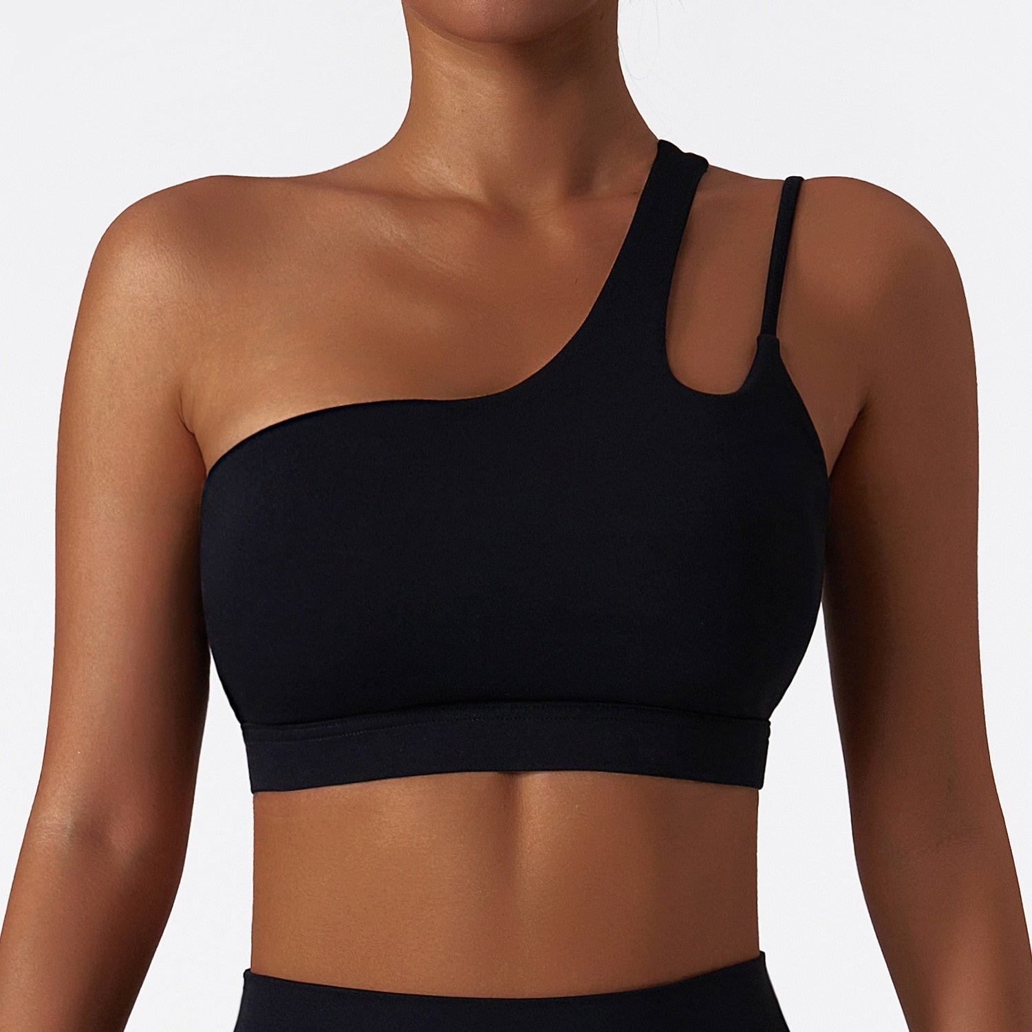 Women Comfort Single Strap Yoga Bra Black