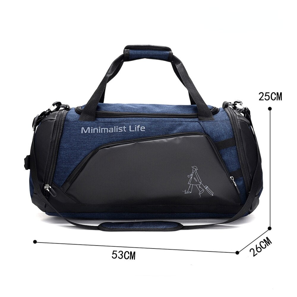 Men Women Large Capacity Fitness Handbags Style C Dark Blue