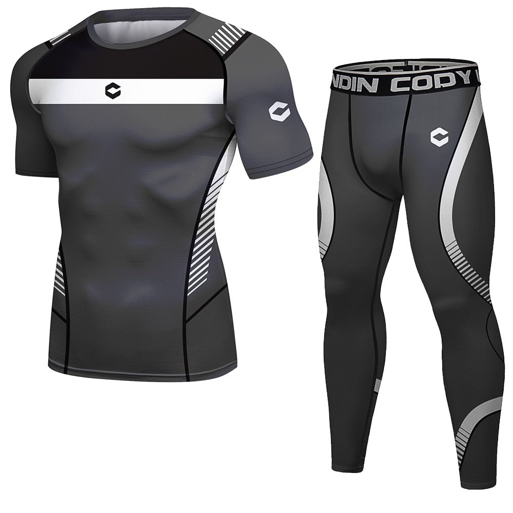 Men Compression Tracksuit Tight Set