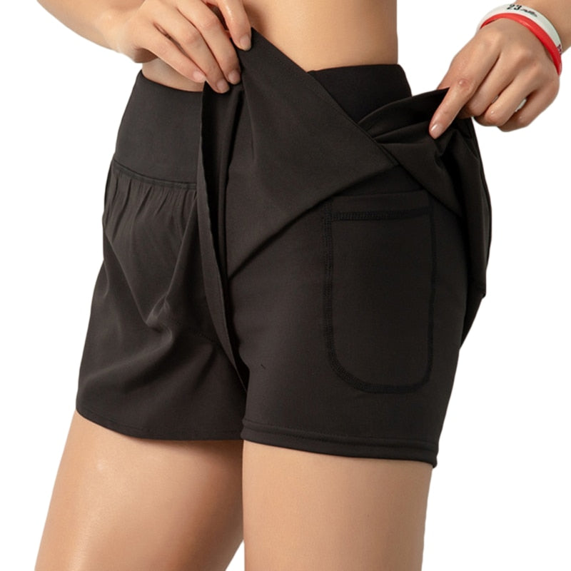 Women Double-layer Biker Shorts