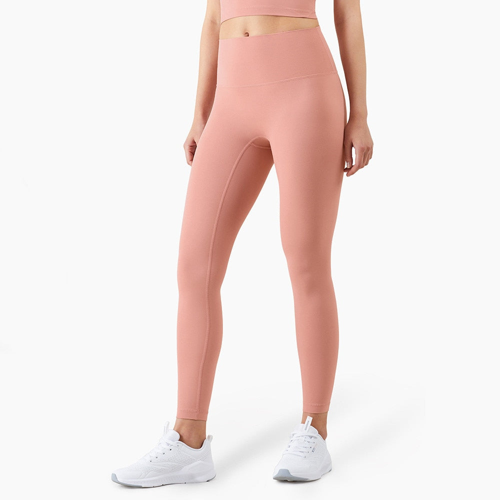 Women Hidden Pockets Gym Leggings Pink Pastel