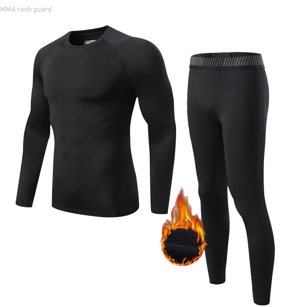Men Fitness Thermal underwear Suit black
