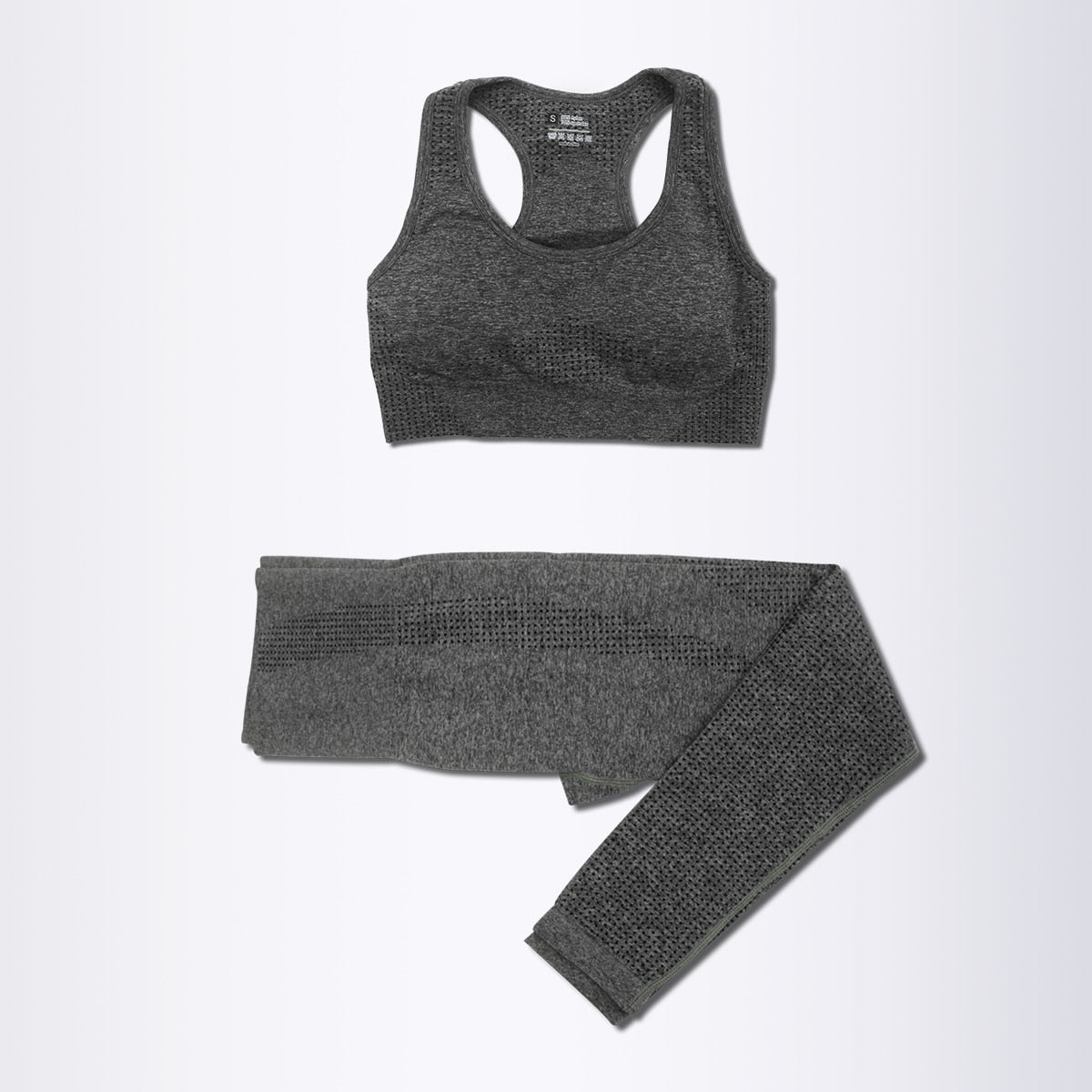 Women Seamless Gym Workout Set 999-2B-Dark grey