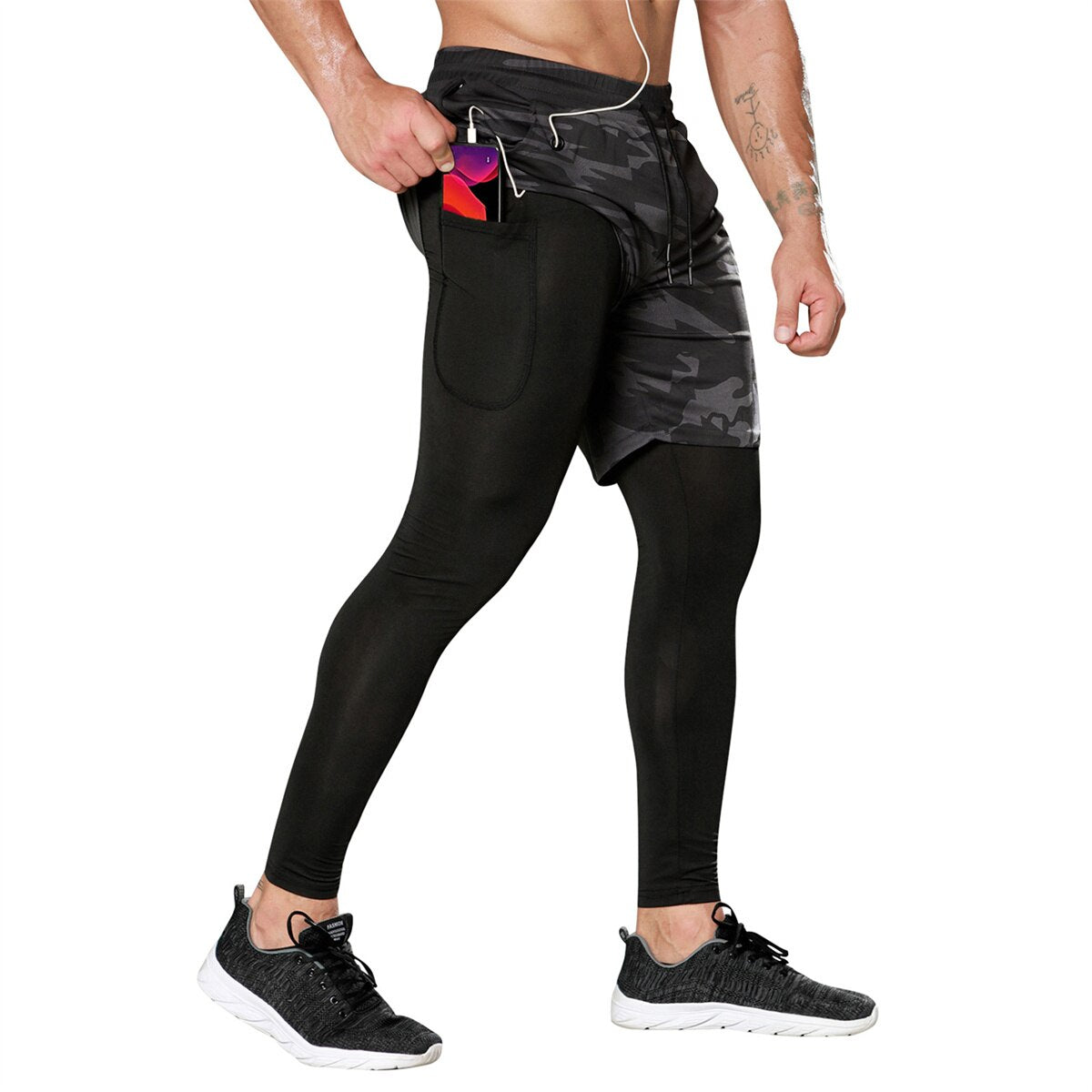 Men Gym 2 in 1 Sweatpants Camouflage